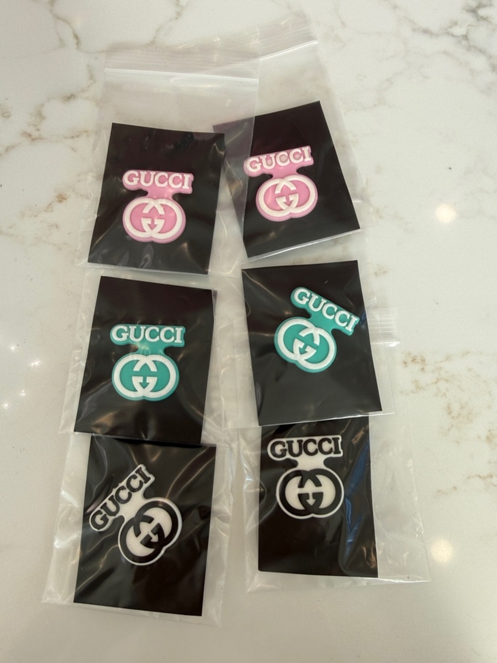 Croc Charms Pink, Teal & Black Crafted